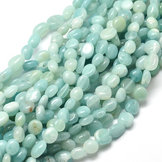 Natural Amazonite Nuggets Beads Strands, Tumbled Stone, 5~10x6~7x3~7mm, hole: 1mm, about 14.9 inch ~15.7 inch