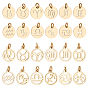 24 pièces 2 ensembles 2 styles 201 placage ionique (IP) 12 breloques en acier inoxydable, Coupe au laser, avec des anneaux de saut, rond plat/anneau avec {1} constellations
