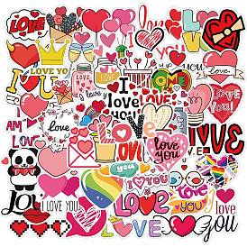50Pcs Valentine's Day Theme PVC Self-Adhesive Stickers, Waterproof Decals for Suitcase, Skateboard, Refrigerator, Helmet, Mobile Phone Shell