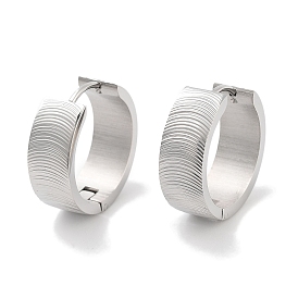 304 Stainless Steel Textured Huggie Hoop Earrings for Women, with 316 Surgical Stainless Steel Ear Pins