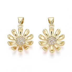 Латунные микро проложить кубического циркония подвески, цветок