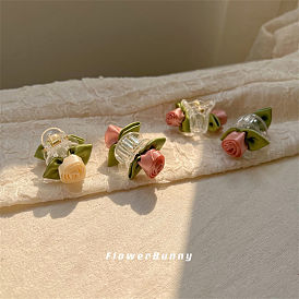 Super fairy high-value rose mini clip all-match girl Mori bangs clip broken hair clip spring flower hair accessories