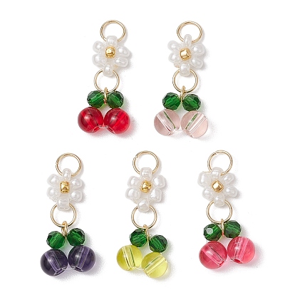 Стеклянные подвески, с золотой 304 фурнитурой из нержавеющей стали и бусинами, 