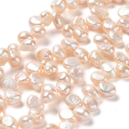 Natural Cultured Freshwater Pearl Beads Strands, Grade 4A+, Two Sides Polished