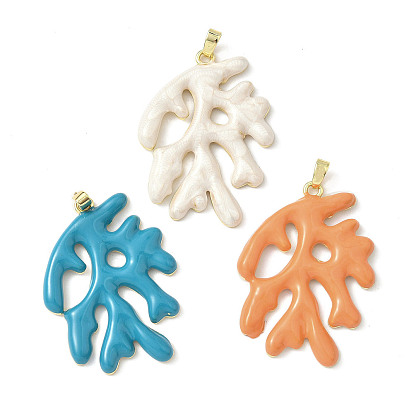 Латунные подвески, без кадмия и без свинца, с эмалью, коралловые чары, реальный 18 k позолоченный