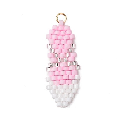 Балетки стеклянные бусины подвески из бисера, с настоящим 18k позолоченным кольцом из нержавеющей стали