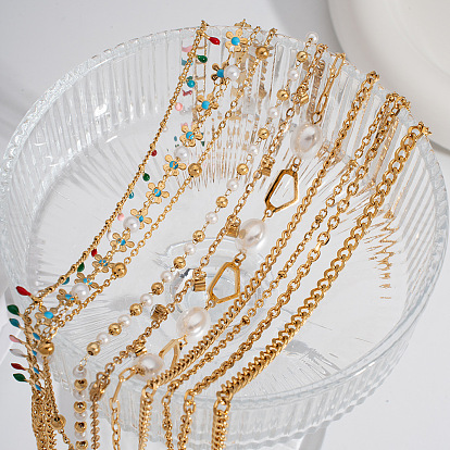 Элегантные 304 браслеты на лодыжку из нержавеющей стали и искусственного жемчуга