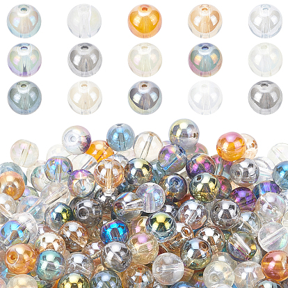 Electroplate Glass Beads Strands, Round