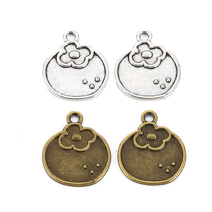 Сплавочные сеттинги для кулона, тибетский стиль, без кадмия и без свинца, плоские круглые с цветком