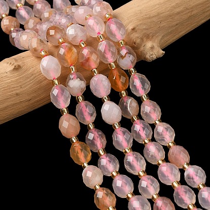 Натуральные вишневые агатовые бусины, граненые, рис, с бисером