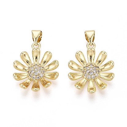 Латунные микро проложить кубического циркония подвески, цветок