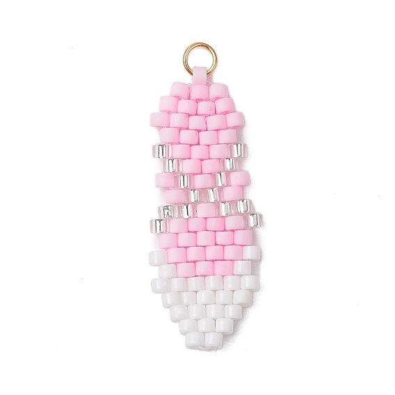 Балетки стеклянные бусины подвески из бисера, с настоящим 18k позолоченным кольцом из нержавеющей стали