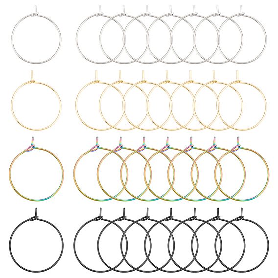 80 шт. 4 стили 316 хирургическая нержавеющая сталь бокалы подвески кольца, обручание серьги, DIY материал для баскетбола обруча серьги жены
