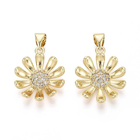 Латунные микро проложить кубического циркония подвески, цветок