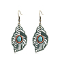 Synthetic Turquoise Geometry Dangle Earrings, Alloy Jewelry for Women, Antique Bronze & Green Patina