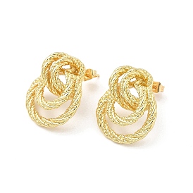 Brass Interlocking Rings Dangle Stud Earrings for Women