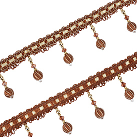 Curtain Plastic Beaded Fringe Trim, Polyester Tassel Embellishments