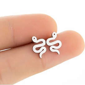 Stainless Steel Snake Stud Earrings for Women - Minimalist Reptile Jewelry