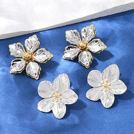 304 из нержавеющей стали серьги, двухцветный цветок