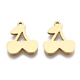 201 Stainless Steel Charms, Laser Cut Pendants, Cherry