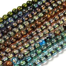 Handmade Dichroic Foil Glass Beads Strands, Rondelle