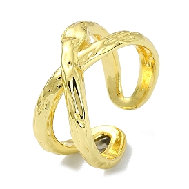 Brass Open Cuff Ring, Criss Cross Ring