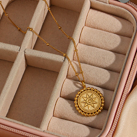 304 Collares de acero inoxidable planos redondos con colgante de estrella para mujer