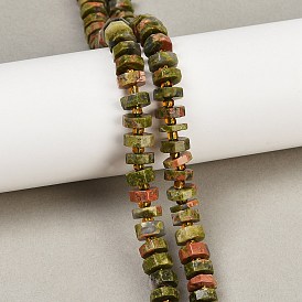 Природные Unakite бисер нитей, граненые, диск, Heishi бусы, с бисером