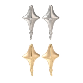 Brass Stud Earring Findings, with Loop, Star