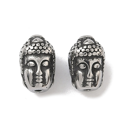 Ретро 316 хирургические бусины из нержавеющей стали, Голова Будды, ручная полировка