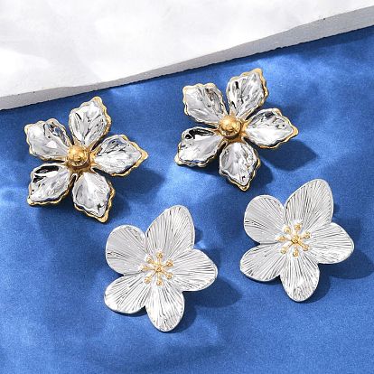 304 из нержавеющей стали серьги, двухцветный цветок