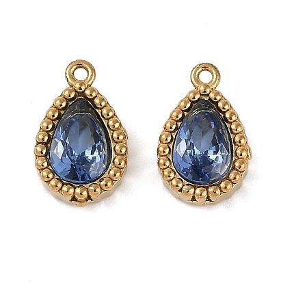 Ионное покрытие (ip) 304 подвески из нержавеющей стали с микропаве из кубического циркония, реальный 18 k позолоченный, очарование слезы