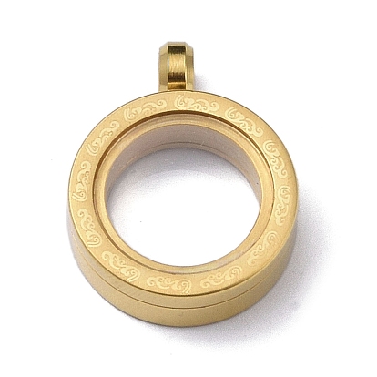 304 Stainless Steel Pendants, with Glass Ion Plating(IP), Flat Round