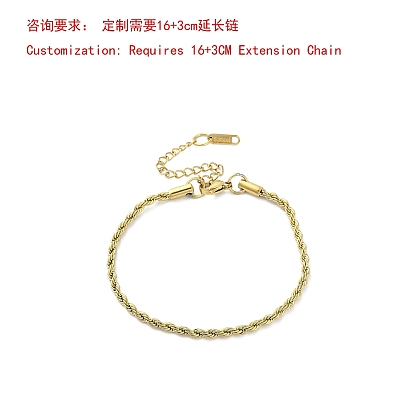 304 Stainless Steel Rope Chain Bracelets for Women