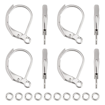 100 шт. 304 серьги с рычагом из нержавеющей стали, с петлями и соединительными кольцами (шт.)
