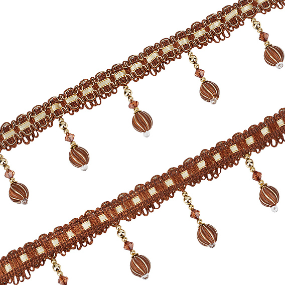 Curtain Plastic Beaded Fringe Trim, Polyester Tassel Embellishments