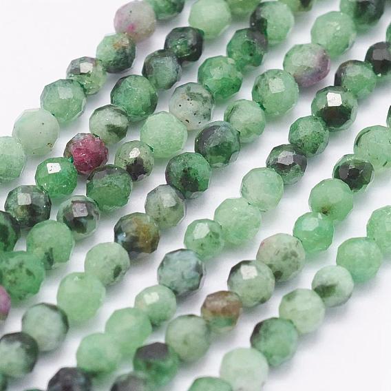 Natural Ruby in Zoisite Beads Strands, Faceted, Round