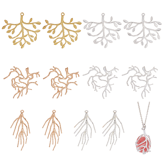 12 шт 6 стили латунные подвески, филиал