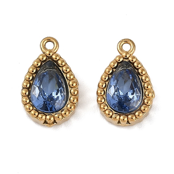 Ионное покрытие (ip) 304 подвески из нержавеющей стали с микропаве из кубического циркония, реальный 18 k позолоченный, очарование слезы