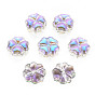 Electroplate Transparent Glass Beads, Half Plated, Flower