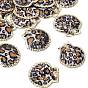 Brass & Natural Shell Pendants, Leopard Print Shell Shape Charms, with Golden Plated Edge