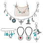 Ensembles de bijoux en alliage, turquoise synthétique et chaînes en aluminium sur le thème du Far West, Chaîne de sac à main, porte-clés, élastique à cheveux et broche, formes mixtes