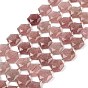Природного кварца клубники нитей бисера, с бисером, граненый шестиугольный разрез, шестиугольник