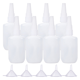 Plastic Glue Bottles Sets, Bottle Caps Through-hole, with Transparent Funnel Hopper