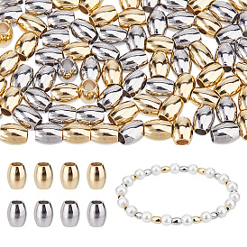 80Pcs 2 Colors 201 Stainless Steel Beads, Barrel