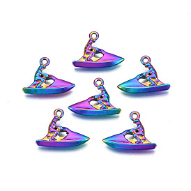 Rainbow Color Alloy Pendants, Cadmium Free & Lead Free, Yacht
