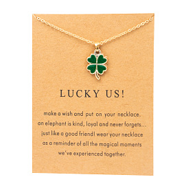 Lucky Clover Pendant Alloy Card Necklace Jewelry