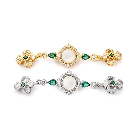 Латунные застежки из прозрачного кубического циркония с микропаве, без кадмия, без никеля и без свинца, cmолой, круглые