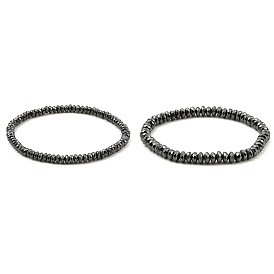 Synthetic Non-Magnetic Hematite Beaded Bracelets, Faceted Rondelle
