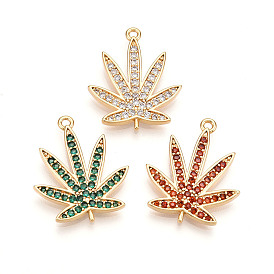 Латунные микро проложить кубического циркония подвески, кленовый лист подвески, долговечный, без никеля , реальный 18 k позолоченный